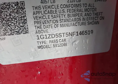 2022 Chevrolet Malibu Fwd Lt из США, поврежденный, VIN 1G1ZD5ST5NF146519